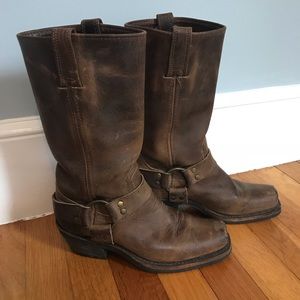 Frye Brown Leather Combat & Moto Boots